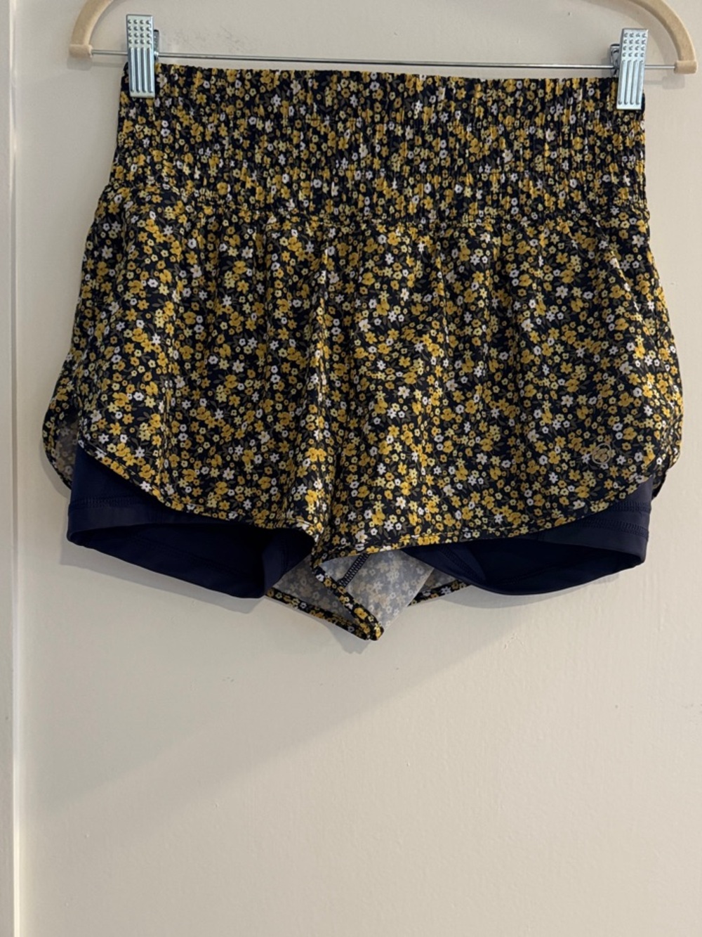 Gilly Hicks Blue and Yellow Floral Athletic Shorts | Size Small